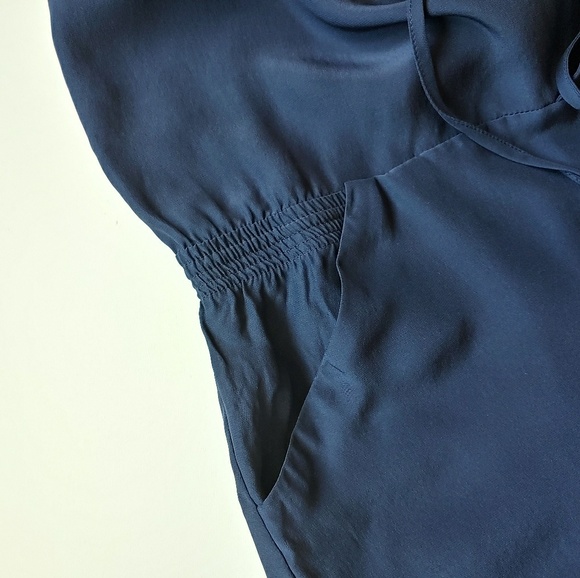 NWT Parker Silk Navy Blue Stud Shoulder Romper - Picture 8 of 9